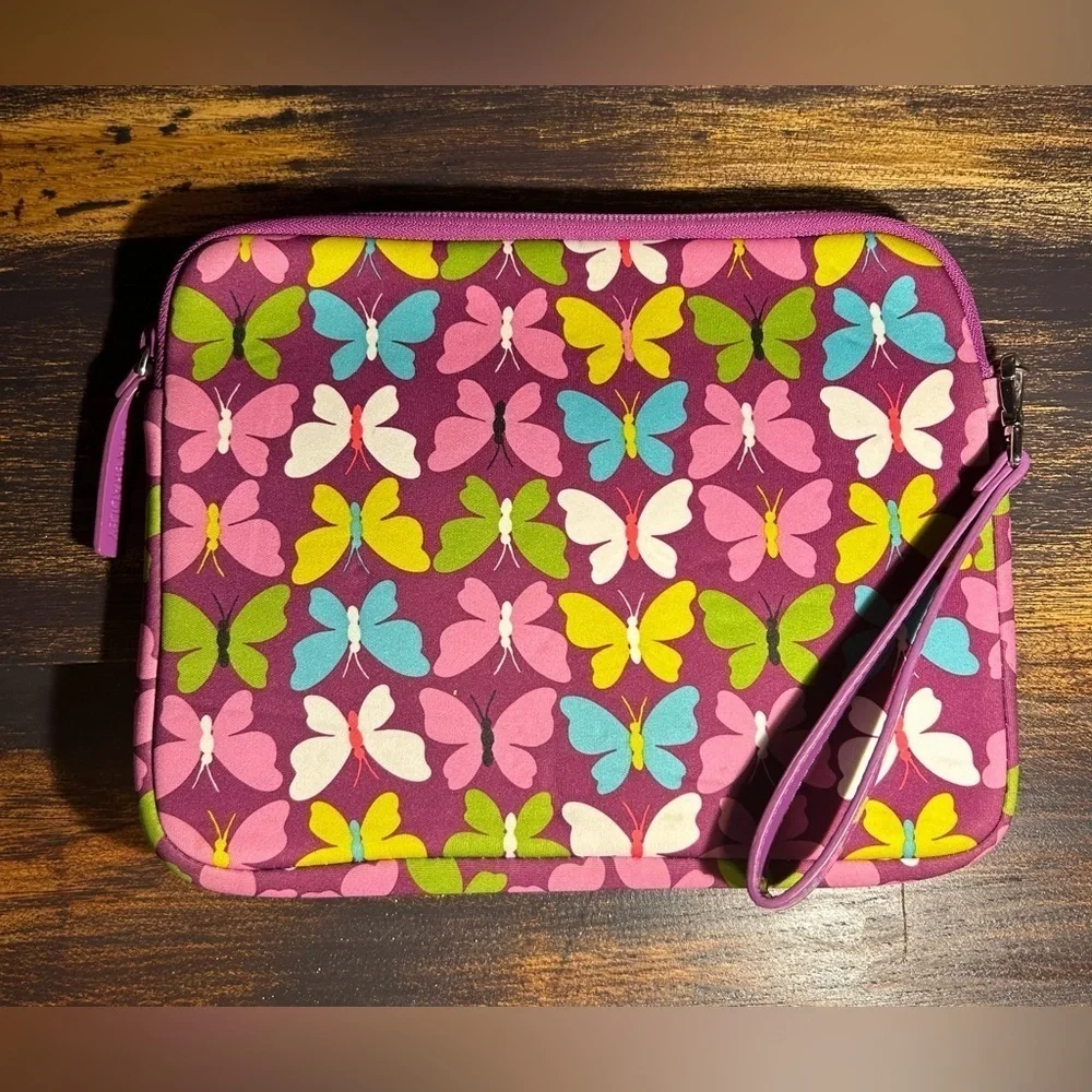 Vera Bradley Padded Electronic Case with Zipper | Purple Butterflies | NEW